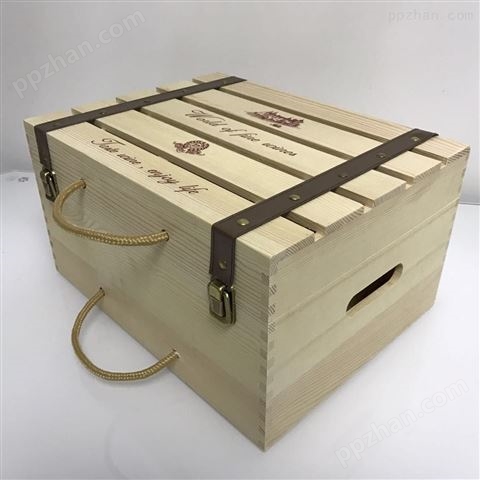 金马包装松木酒盒系列平排六支装木箱烤色