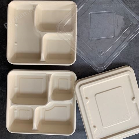 1200ml学校饭盒一次性四格餐盒甘蔗纤维餐具
